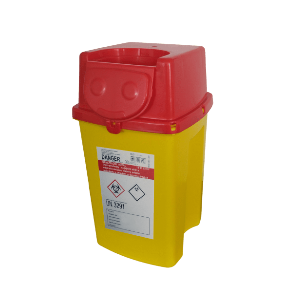NÁDOBA NA MEDICINÁLNY ODPAD HRANATÁ 2 L VRÁTANE UZÁVERU 120 X 128 X 220 MM (75 KS/KARTÓN)(2)