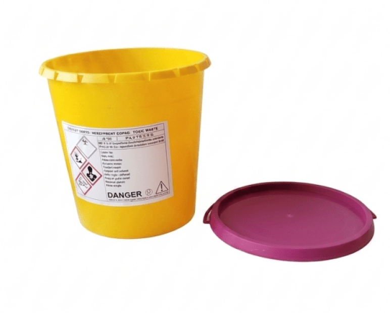 Nádoba na medicinální odpad TOXICUS 2 l včetně uzávěru 157 x 157/120 mm (70 ks/bal, 1120 ks/paleta)(2)