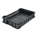 PLASTOVÁ PREPRAVKA 600 X 400 X 130 MM MANIPULAČNÁ PERFOROVANÁ RECYKLÁT ČIERNA  