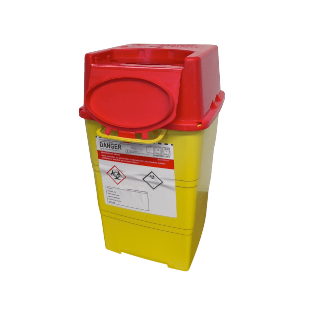 NÁDOBA NA MEDICINÁLNY ODPAD HRANATÁ 6 L VRÁTANE UZÁVERU 180 X 180 X 310 MM (40 KS/KARTÓN)(2)