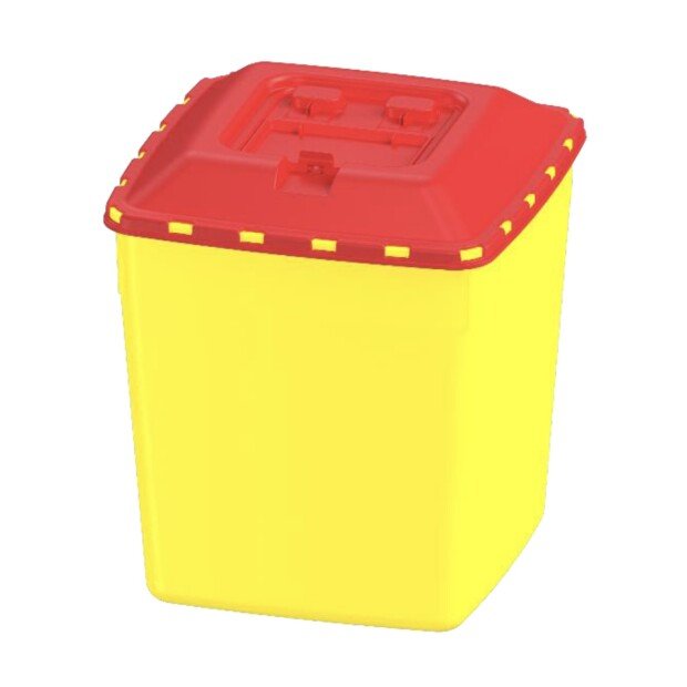 NÁDOBA NA MEDICINÁLNY ODPAD HRANATÁ 10 L VRÁTANE UZÁVERU 235 X 235 X 268 MM (35 KS/KARTÓN) 