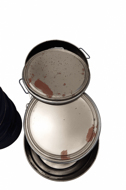 PLECHOVÝ SUD 30 L RAL5010/SUROVÝ OV+PÁKA 365/395x320 MM STOPY RZI A PROMÁČKNUTÍ(5)