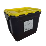 PP REC NÁDOBA 30 L ČERNÁ UN 3H2//S KÓNICKÁ 400 X 300 X 330 MM VČETNĚ ŽLUTÉHO VÍKA S ÚCHOPEM
