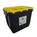 PP REC NÁDOBA 30 L ČERNÁ UN 3H2//S KÓNICKÁ 400 X 300 X 330 MM VČETNĚ ŽLUTÉHO VÍKA S ÚCHOPEM