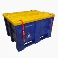 PLASTOVÝ BOX, TYP 1000, UN, PLNÝ, ROZM. 1200 x 1000 x 740MM S VEKOM A FIXAČNÝMI POPRUHMI