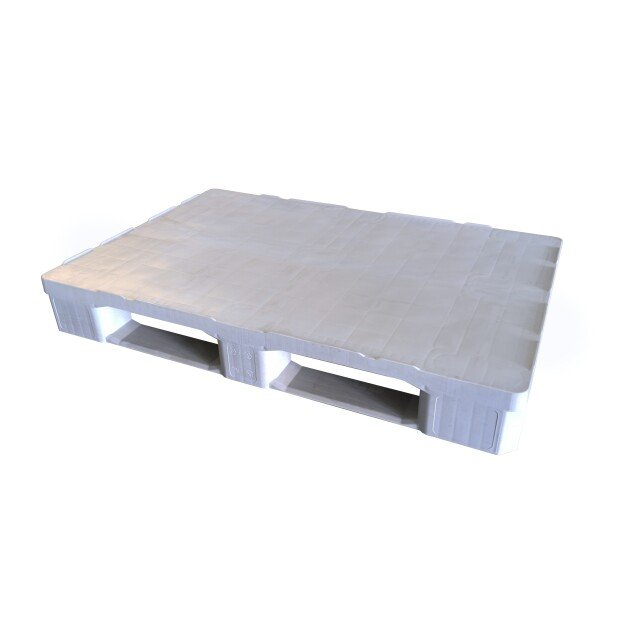 PLASTOVÁ PALETA HYGIENICKÁ HDPE ŠEDÁ 1200 X 800 X 155 LIŽINY, TYP E.3CD3R, OKRAJE