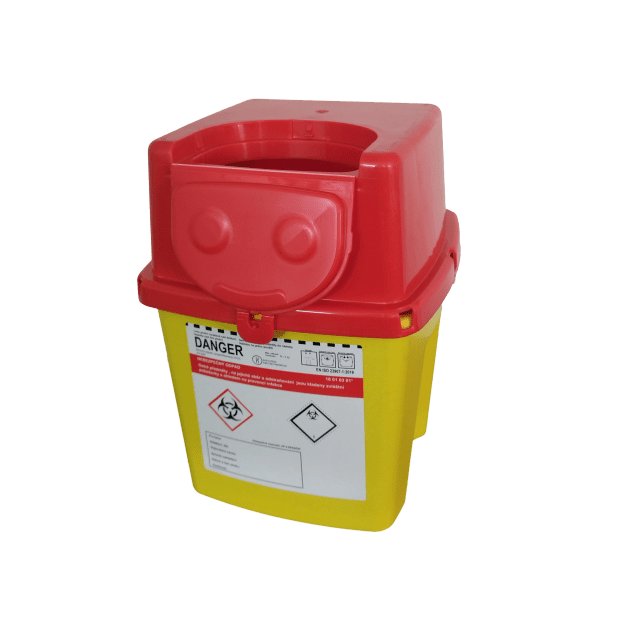 NÁDOBA NA MEDICINÁLNY ODPAD HRANATÁ 5 L VRÁTANE UZÁVERU 188 X 189 X 236 MM (40 KS/KARTÓN)(2)