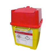 NÁDOBA NA MEDICINÁLNY ODPAD HRANATÁ 4 L VRÁTANE UZÁVERU 180 X 180 X 225 MM (50 KS/KARTÓN)