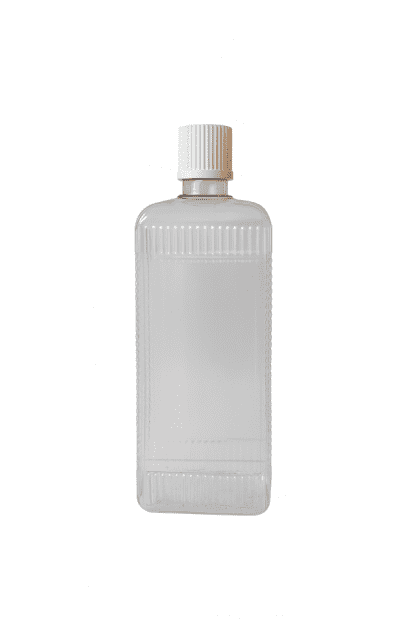 FĽAŠA 500 ML PVC UZKOHRDLÁ ČIRÁ ČTYŘHRANNÁ BEZ UZÁVERU - MIERNE POŠKRÁBANÉ(2)