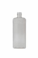 FĽAŠA 500 ML PVC UZKOHRDLÁ ČIRÁ ČTYŘHRANNÁ BEZ UZÁVERU - MIERNE POŠKRÁBANÉ