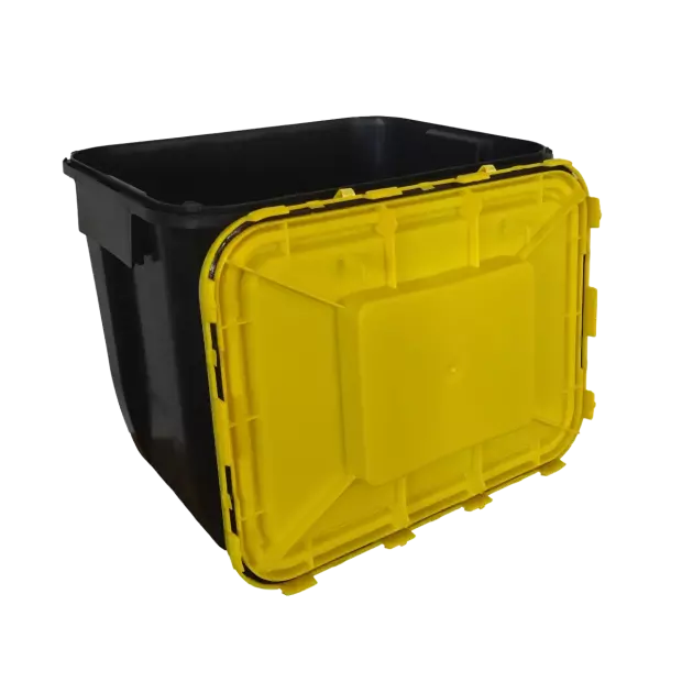 PP REC NÁDOBA 30 L ČERNÁ UN 3H2//S KÓNICKÁ 400 X 300 X 330 MM VČETNĚ ŽLUTÉHO VÍKA S ÚCHOPEM(4)