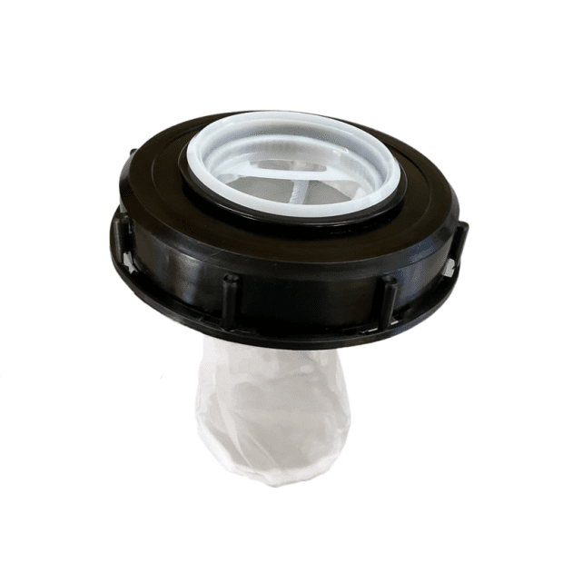 HORNÉ SKRUTKOVACIE VEKO IBC KONTAJNERU DIN 150 MM S NYLONOVÝM FILTROM(2)