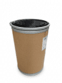 Použitý lepenkový sud cca 65-70L 410x630mm lepenkové/PE víko, lepenkové/překližkové dno