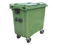 PLASTIC CONTAINER 660L WASTE CONTAINER FLAT LID GREEN