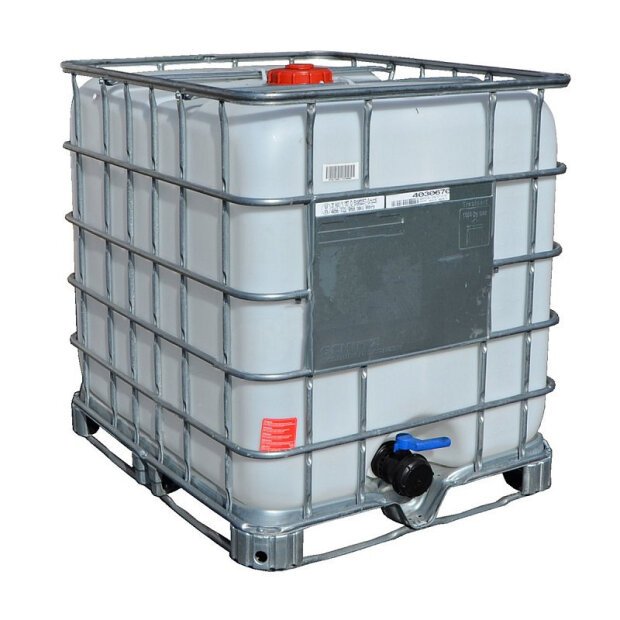 IBC KONTAJNER 1000L SCHÜTZ UN REPAS/POUŽÍVANÉ vymyť KOV PALETA 225/80 BIELA VNÚTORNÉ NÁDOBA II.akosť