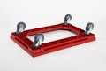 PLASTIC TROLLEY WITH POLYURETHANE WHEELS ABOUT DIAMETER 75 MM, DIM. 610 X 410 X 120 MM RED, CAPACITY 180KG