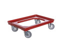 PLASTIC TROLLEY WITH RUBBER WHEELS FOR DIAMETER. 100 MM, DIM. 610 X 410 X 150 MM RED