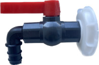 PLASTIC FAUCET DN50 MM FINE THREAD 62x2.3 MM WITH HOSE REDUCTION 1" (303/3)