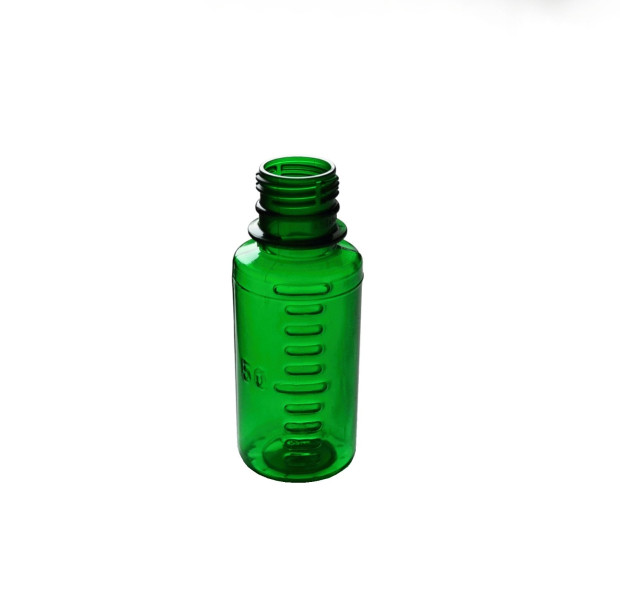 PET BOTTLE 100 ML GREEN WITH LEVEL WITHOUT CLOSING