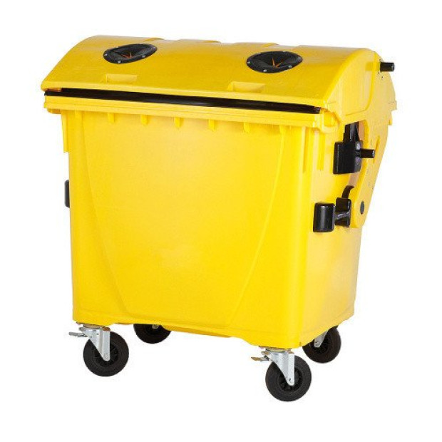 PLASTIC CONTAINER 1100 L WASTE TANK ROUND LID Lid in lid YELLOW PLASTIC