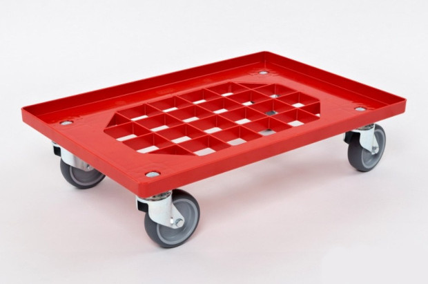 PLASTIC CART WITH GRID AND RUBBER WHEELS DIMENSION 620 X 420 X 150 MM RED(3)