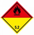 ADR NÁLEPKA SAMOLEPIACE - TRIEDA 5.2 ORGANICKÉ PEROXIDY - ČIERNY PLAMEŇ (10 x 10 CM) OZN. 290052