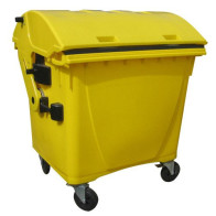 PLASTIC CONTAINER 1100 L WASTE TANK ROUND COVER YELLOW